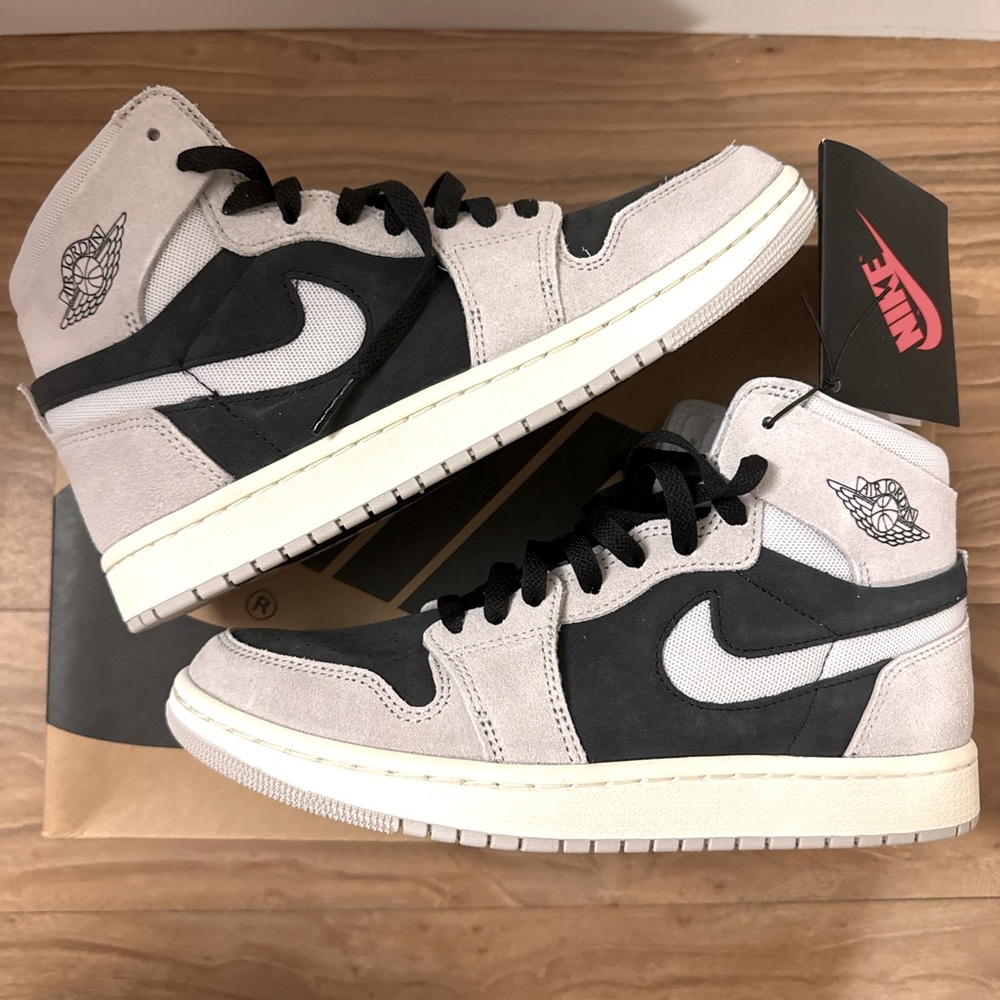 NIKE Air Jordan 1 High Zoom CMFT 2 'Light Iron Ore' Black Grey Women's 9